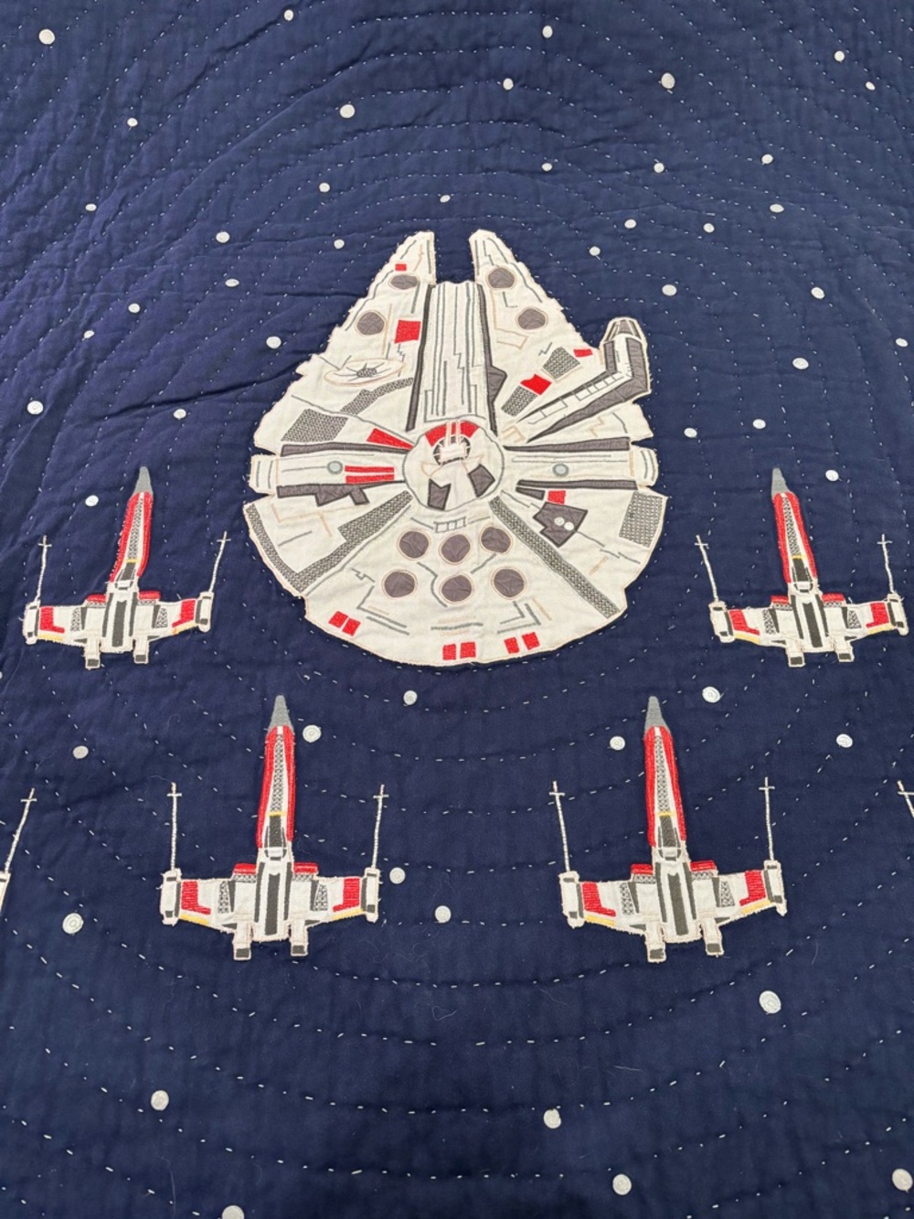 Pottery Barn kids x Star Wars Twin Quilt- Navy - Millennium Falcon